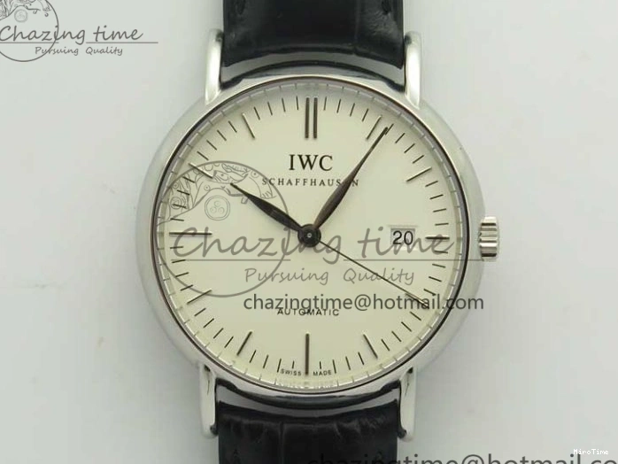 MIROTIME 0420 Fashionable Portofino Automatic SS TWF 1:1 Best Edition Silver Dial SS Markers on Black Leather Strap A 7200